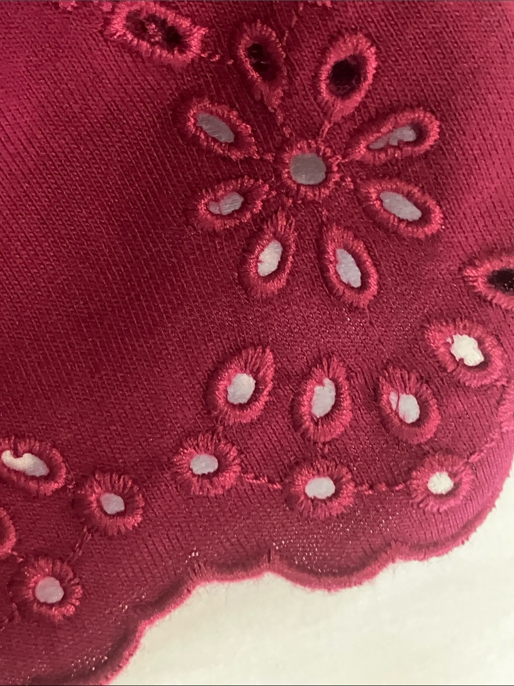 Torrid Belle Isle Eyelet Sleeve Top Size 00 (10) Beet Red 100% Cotton NWT - Picture 8 of 10